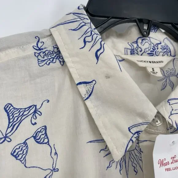 Lucky Brand Women's Coastal Printed Vacation Button Down Shirt Size Small NWT - Picture 5 of 9